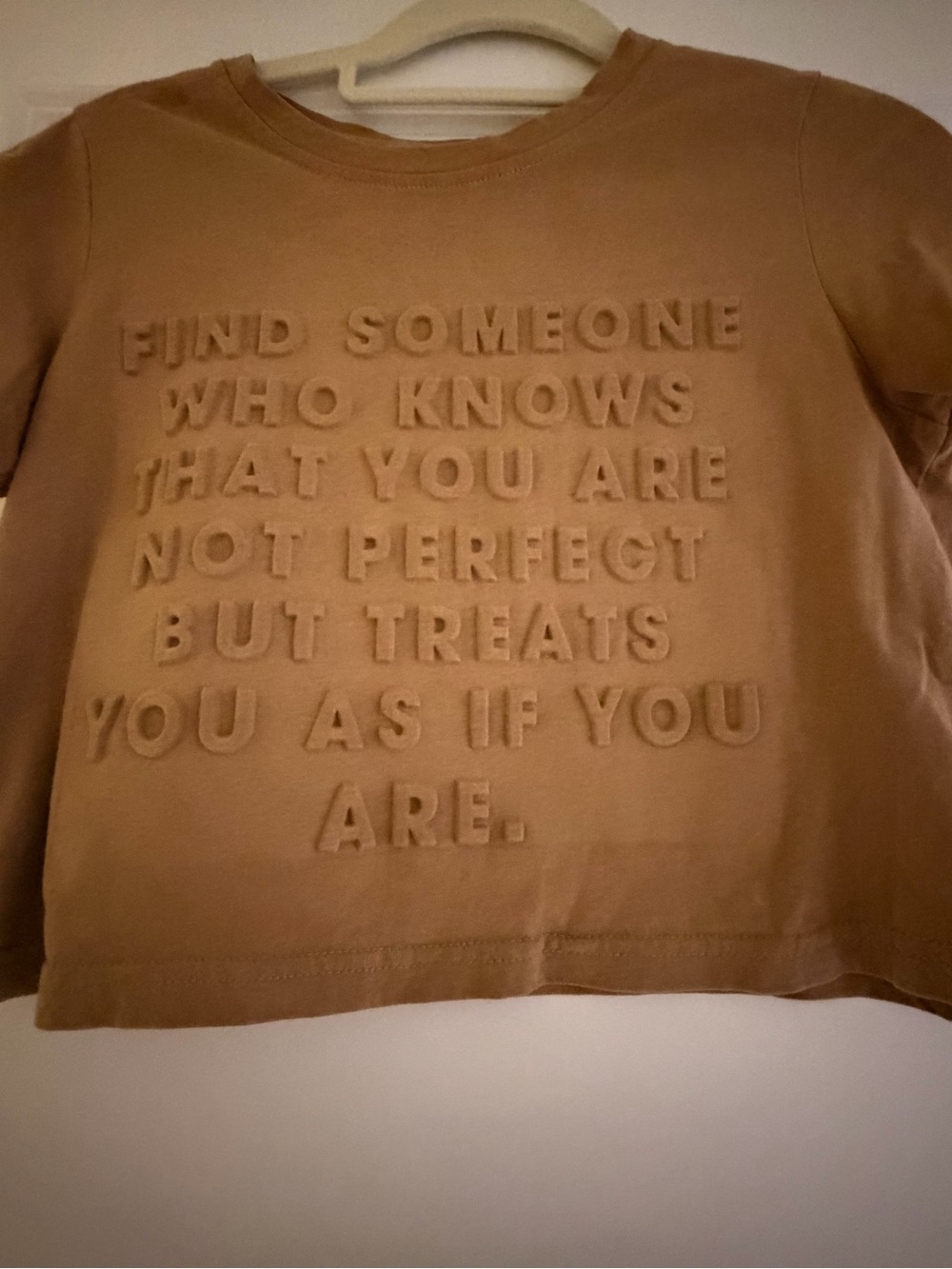 Kids Tan Textured Slogan Tee